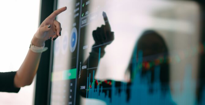 Person pointing the graphics